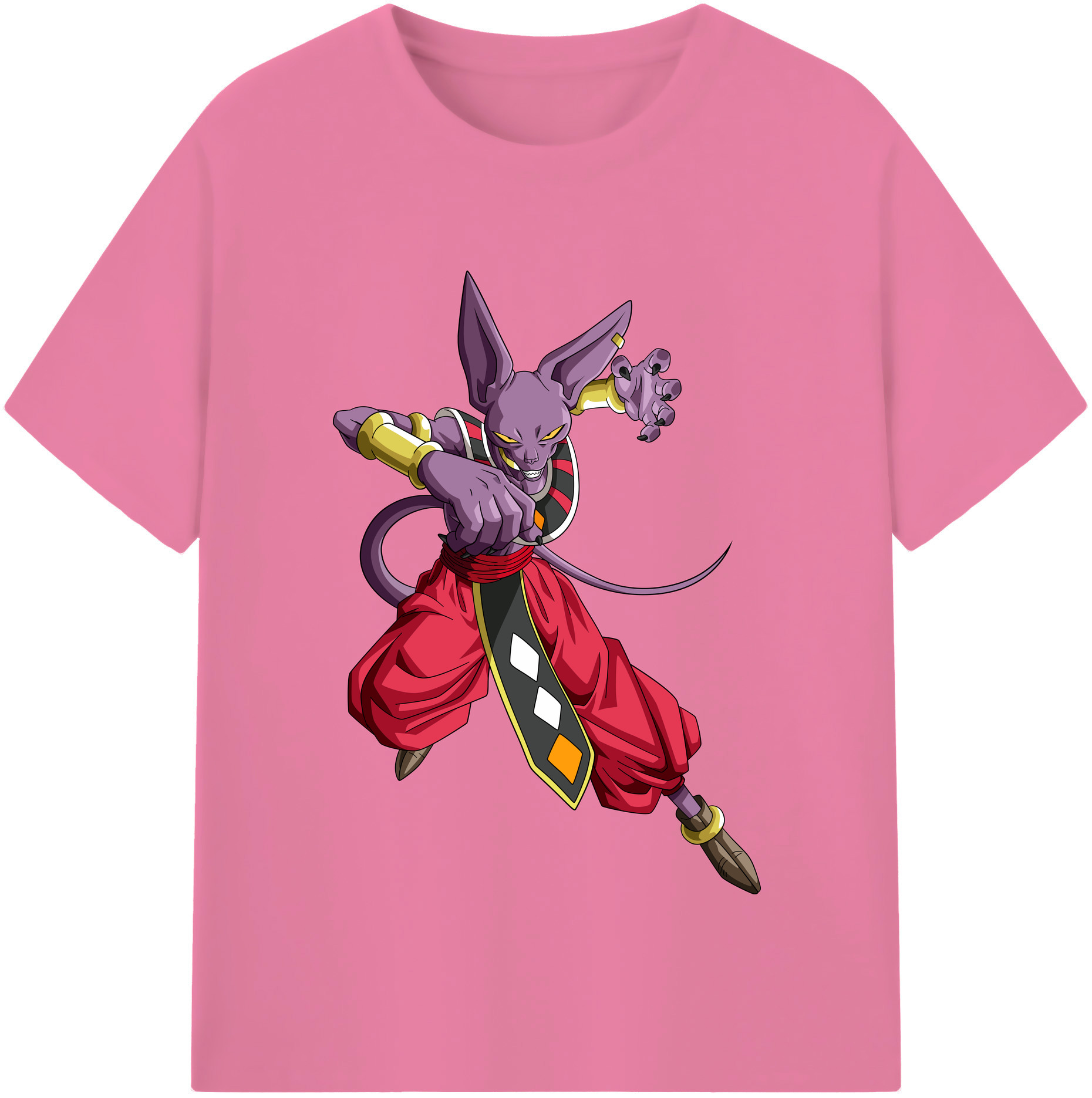（画像用） ドラゴンボール ビルス 破壊神ビルス DRAGON BALL Beerus Birusu 綿100％半袖Tシャツ（フロントプリント）